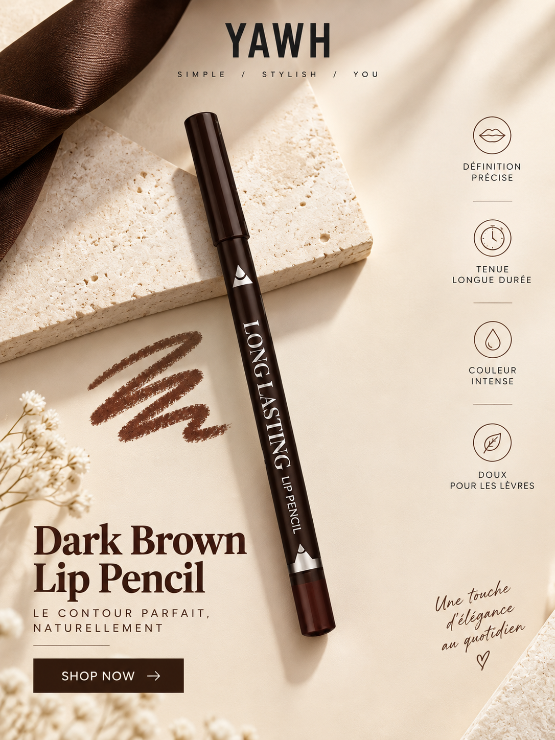 Dunkelbrauner Lippenkonturenstift